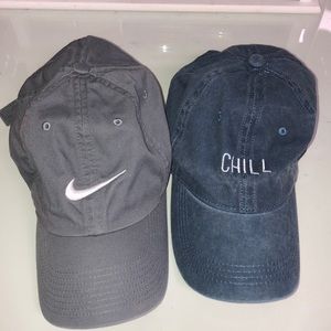 Nike grey hat & Chill denim hat